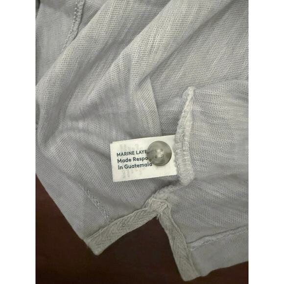 Marine Layer NWT Vintage Heavy Slub Button Down Short Sleeve Shirt Light Grey L - Picture 8 of 10